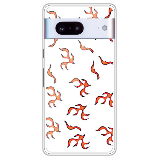 Orange Mini Flames - Clear Printed Case For Google Models