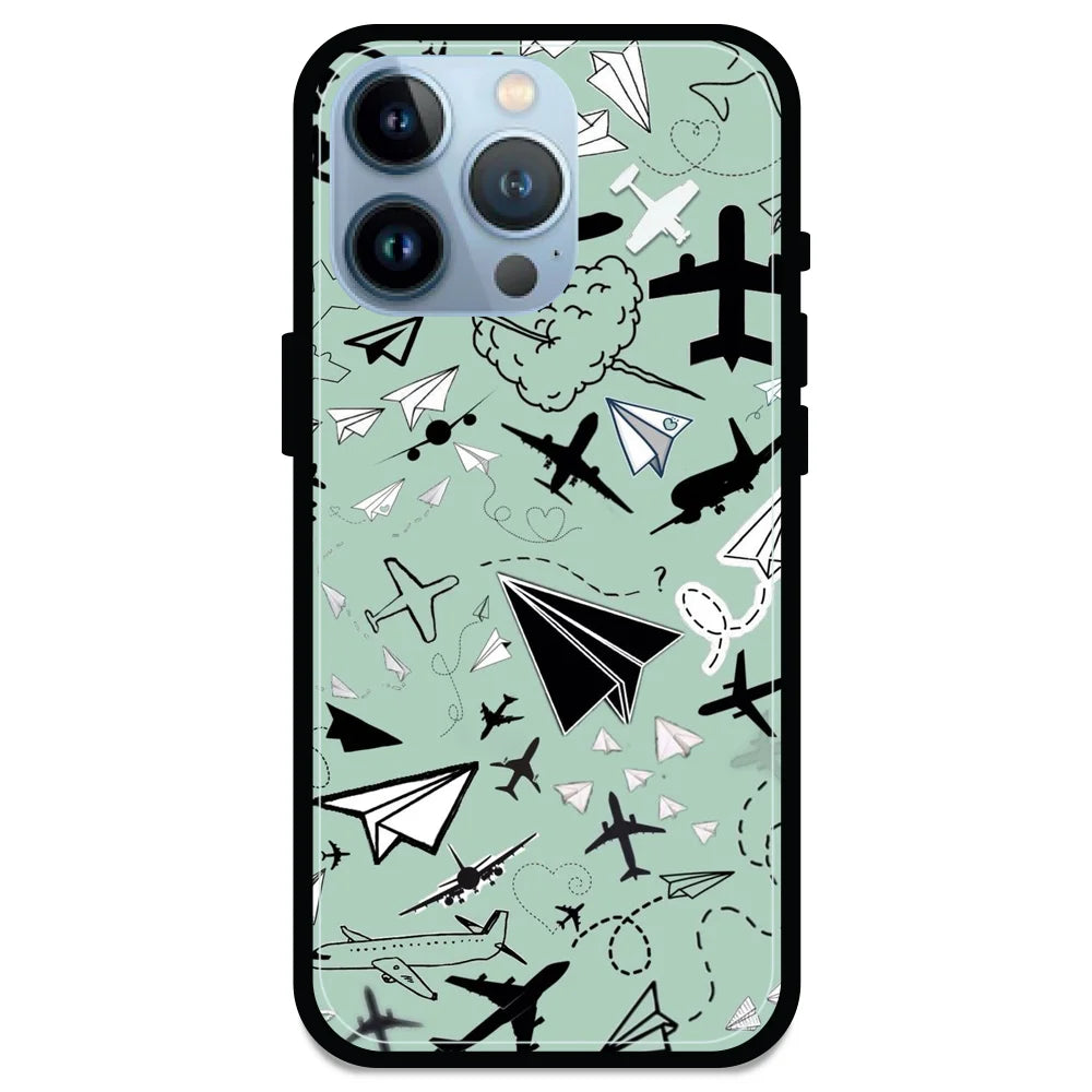 Planes - Glossy Metal Silicone Case For Apple iPhone Models- Apple iPhone 13 pro max