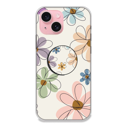 Rainbow Flowers - Silicone Grip Case For Apple iPhone Models iPhone 15