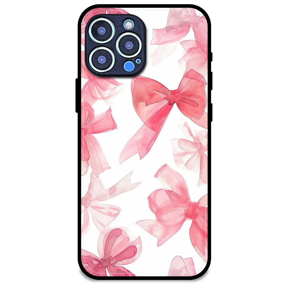 Cute Pink Bows - Glossy Metal Silicone Case For Apple iPhone Models