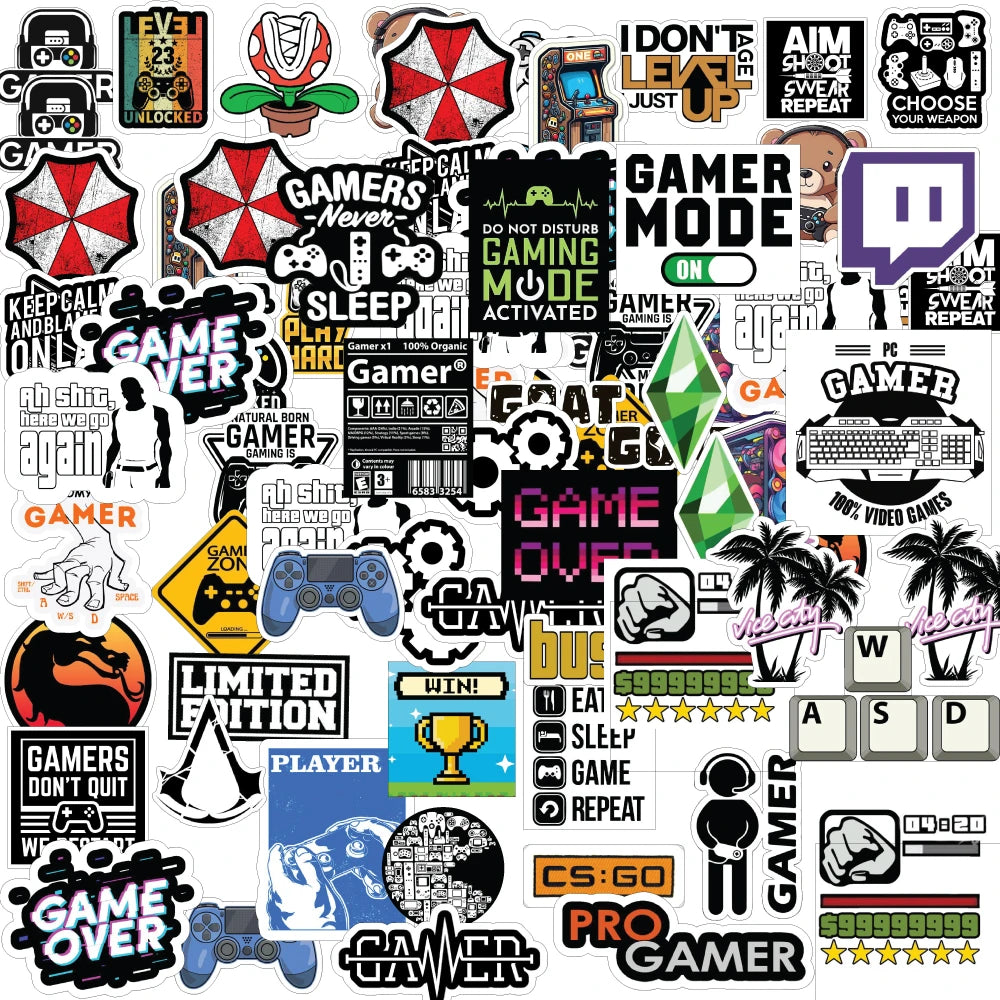 Gaming Stickers Pack – 42+ Waterproof Gamer Stickers
