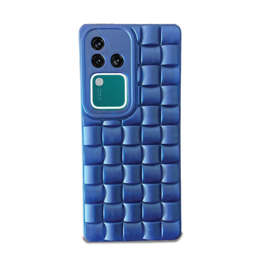 Blue 3D Checks Pattern Grid Case For Vivo Models