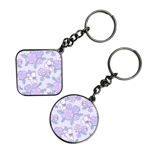 Cute Flower - Keychain With Silver Border (Pack Of 2)