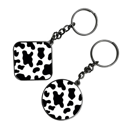 Cow Print - Keychain With Silver Border (Pack Of 2)