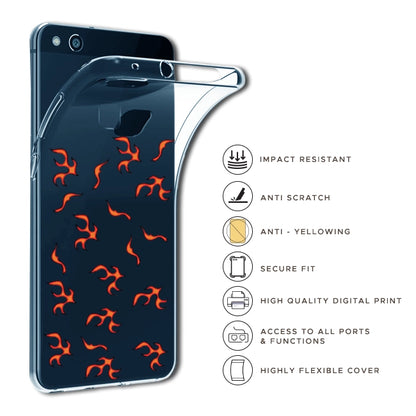 Orange Mini Flames - Clear Printed Silicone Case For iQOO Models infographic