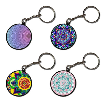 Mandala - A Combo Of 4 Black Border Keychains