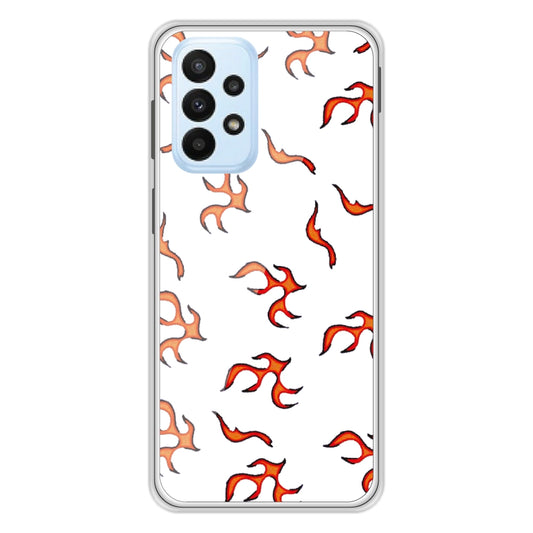 Orange Mini Flames - Clear Printed Silicone Case For Samsung Models