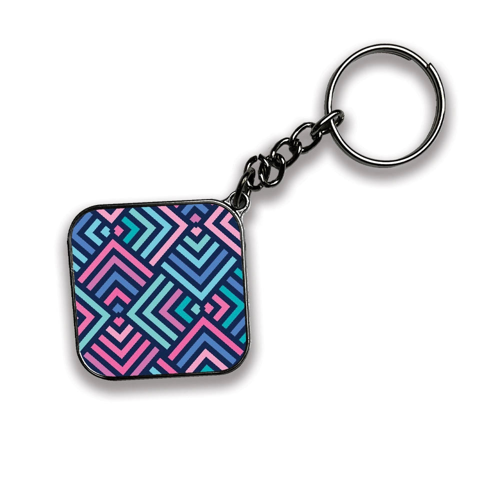 Geometric - A Combo Of 4 Silver Border Keychains