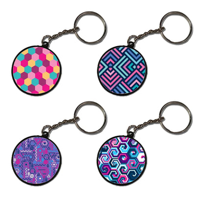 Geometric - A Combo Of 4 Black Border Keychains