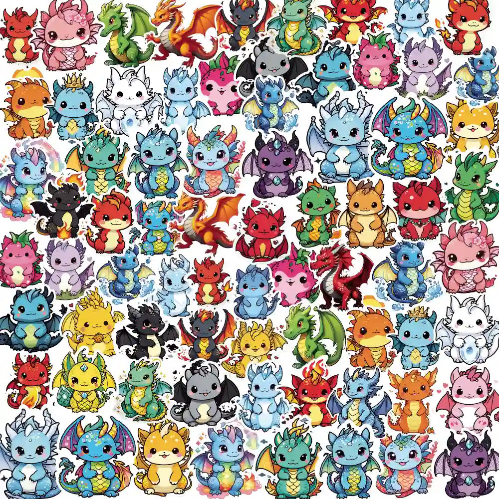 Baby Dragons – 43 Waterproof Aesthetic Stickers for Phone Cases, Clear Covers, Journals, Scrapbooks & More