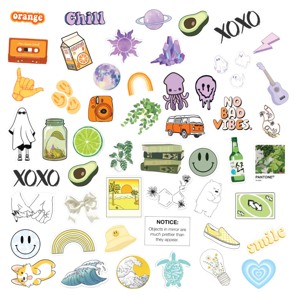 Y2K Aesthetic Sticker Bundle – 48 Waterproof Aesthetic Stickers for Phone Cases, Clear Covers, Journals, Scrapbooks & More