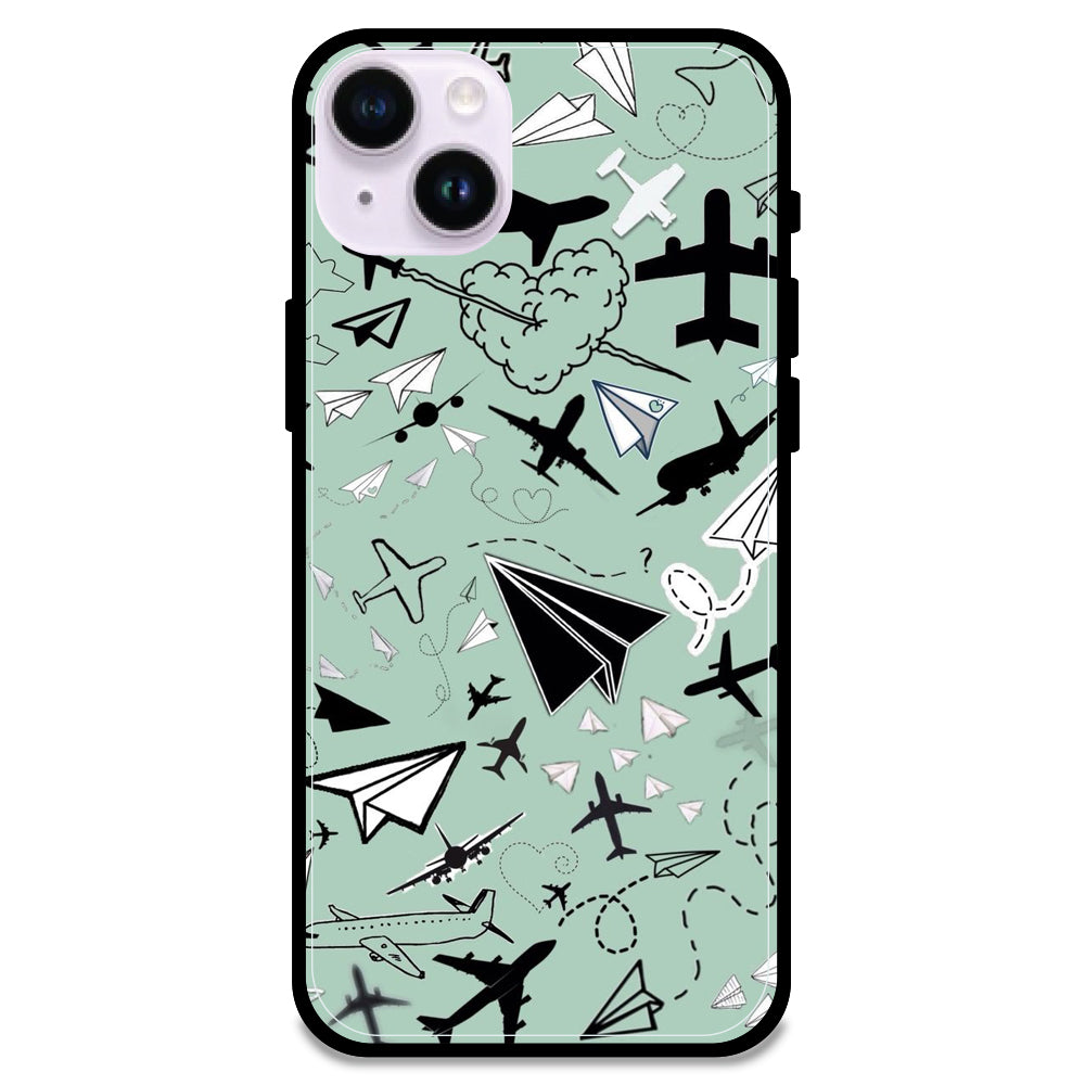 Planes - Glossy Metal Silicone Case For Apple iPhone Models- Apple iPhone 14 plus