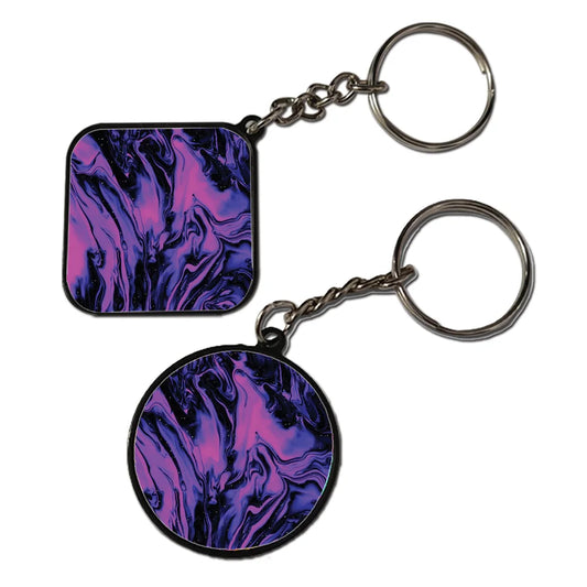 Purple Swirl- Keychain With Black Border (Pack Of 2)