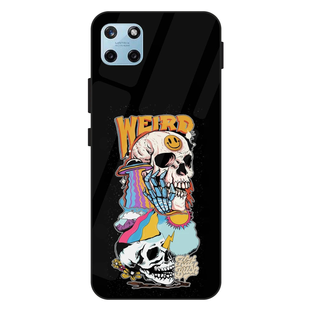 Weird Skull Graffiti - Glass Case For Realme Models