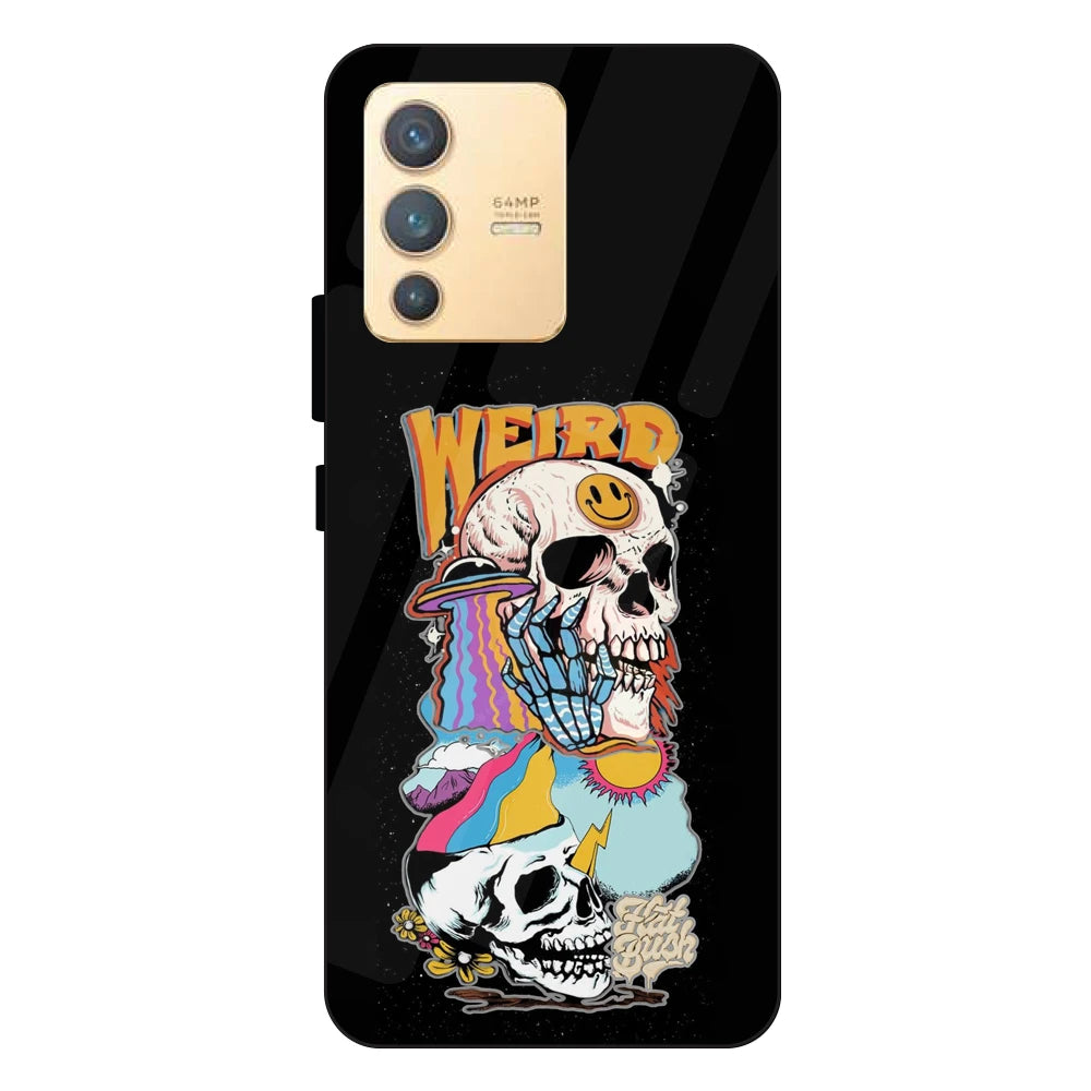 Weird Skull Graffiti - Glass Case For Vivo Models