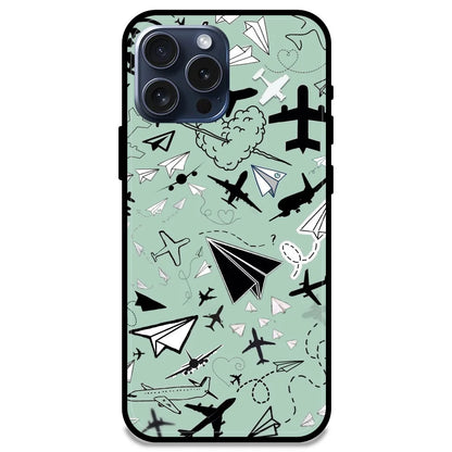 Planes - Glossy Metal Silicone Case For Apple iPhone Models- Apple iPhone 15 pro