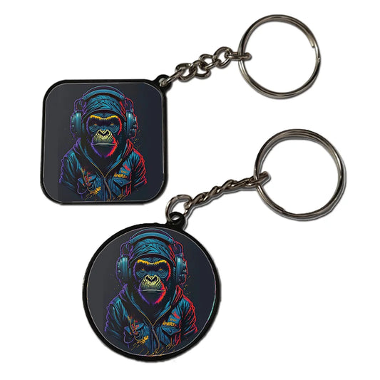 Monkey - Keychain With Black Border (Pack Of 2)