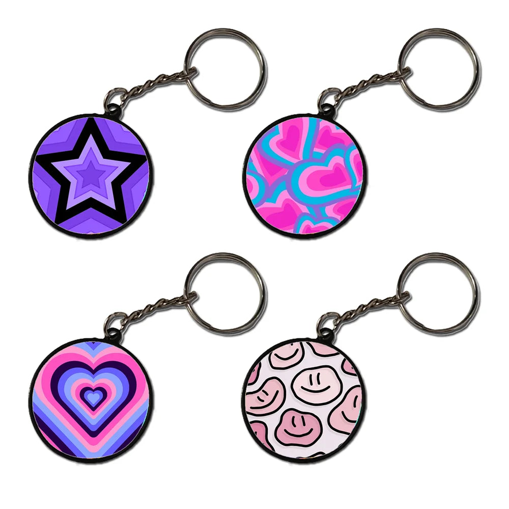 Mix - A Combo Of 4 Black Border Keychains