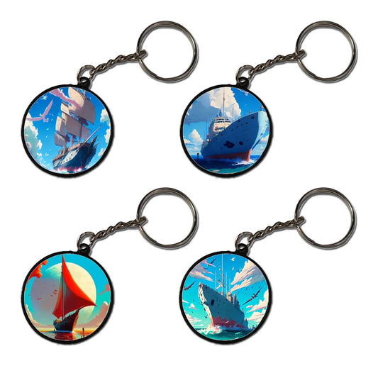 Ships - A Combo Of 4 Black Border Keychains