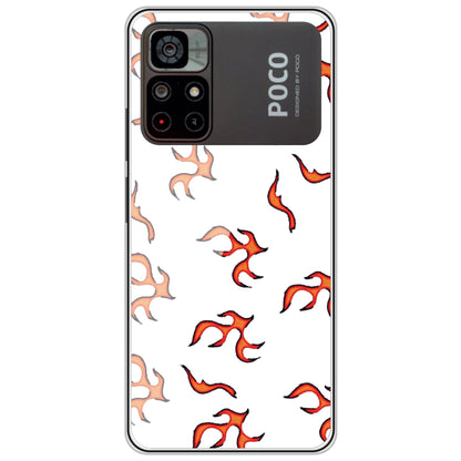 Orange Mini Flames - Clear Printed Silicone Case For Poco Models