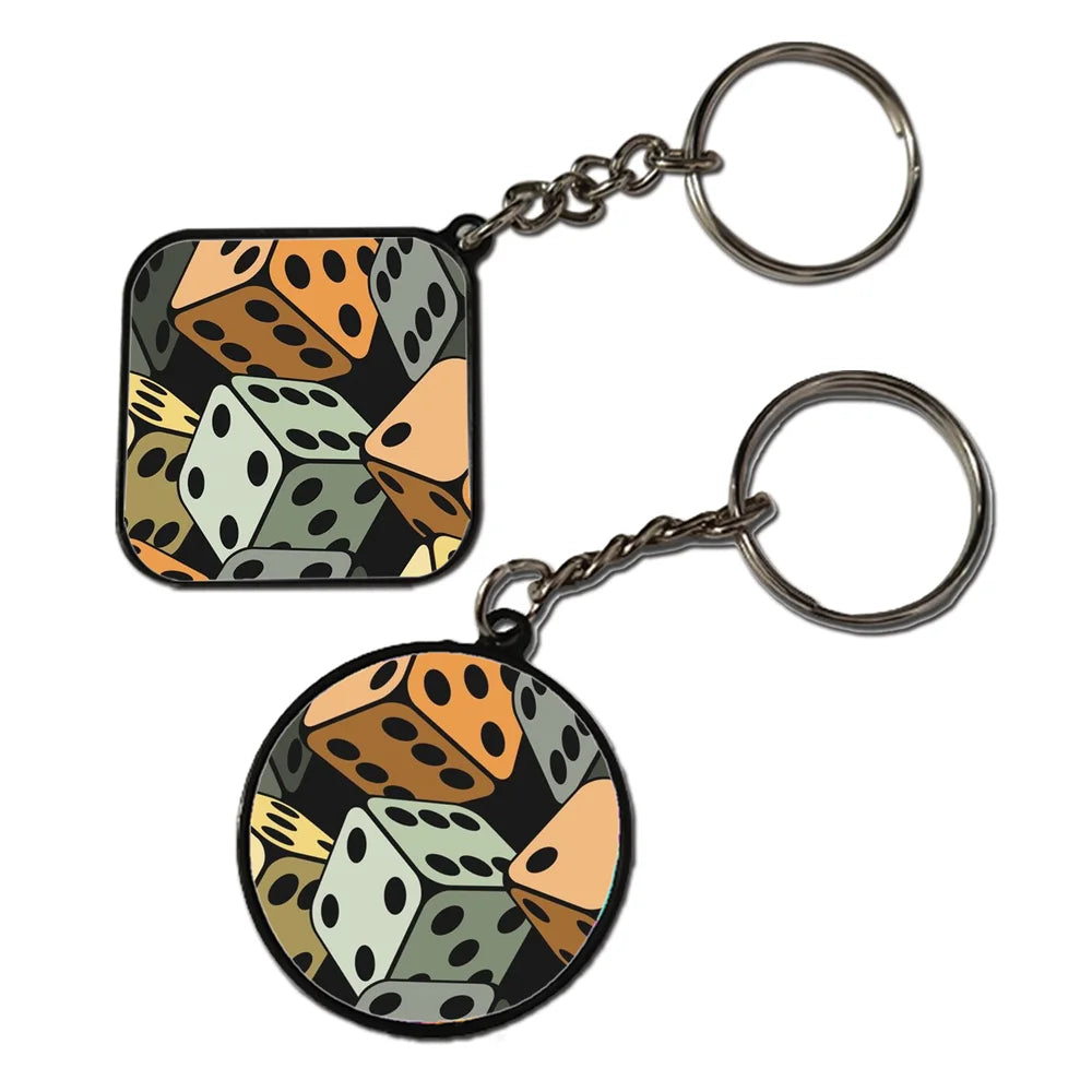 Dice - Keychain With Black Border (Pack Of 2)