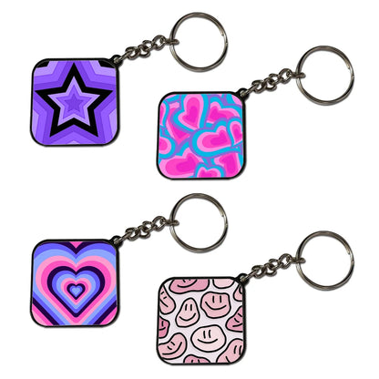 Mix - A Combo Of 4 Black Border Keychains