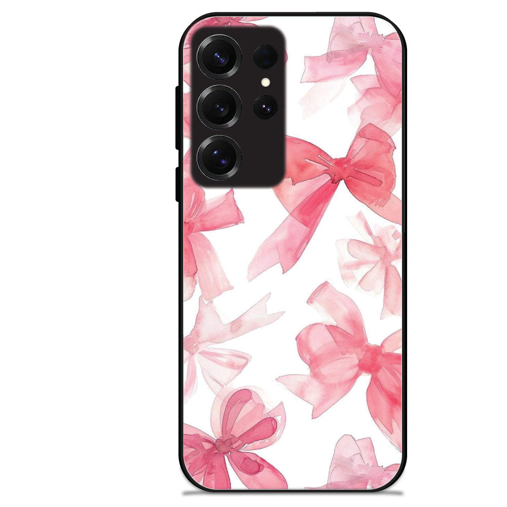 Cute Pink Bows - Glossy Metal Silicone Cases for Samsung