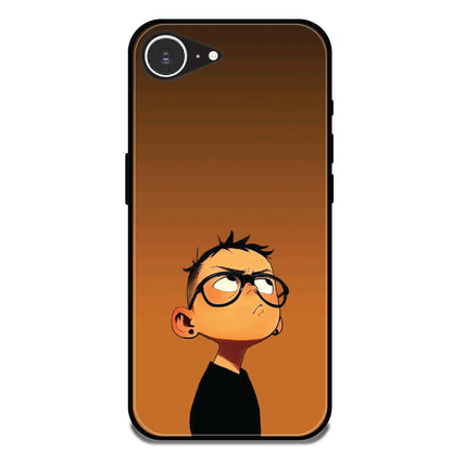 Stylish Cartoon Boy - Glossy Metal Silicone Case For Apple iPhone Models