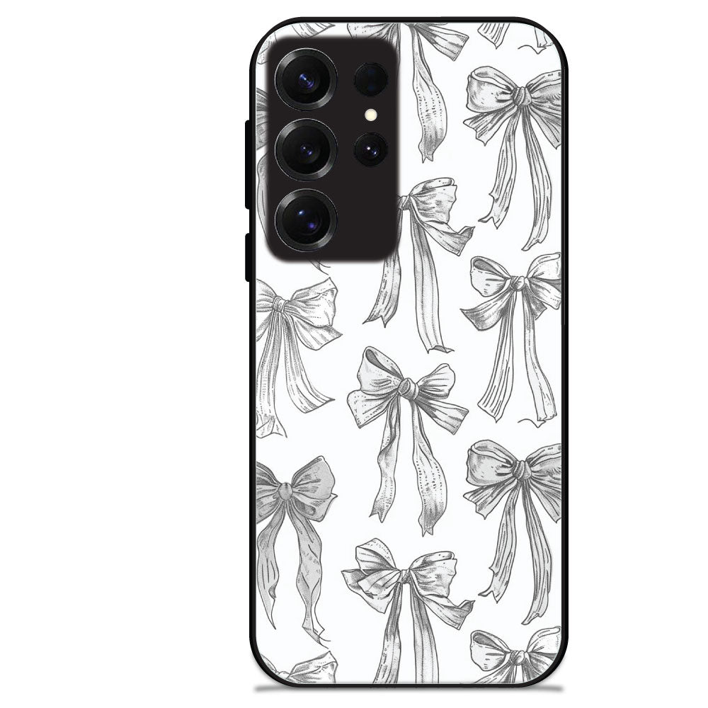 White Bows - Glossy Metal Silicone Cases for Samsung