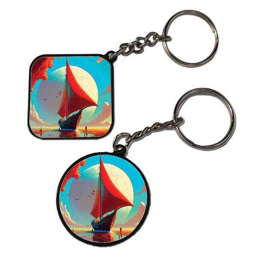 Orange Ship - Keychain With Black Border (Pack Of 2)