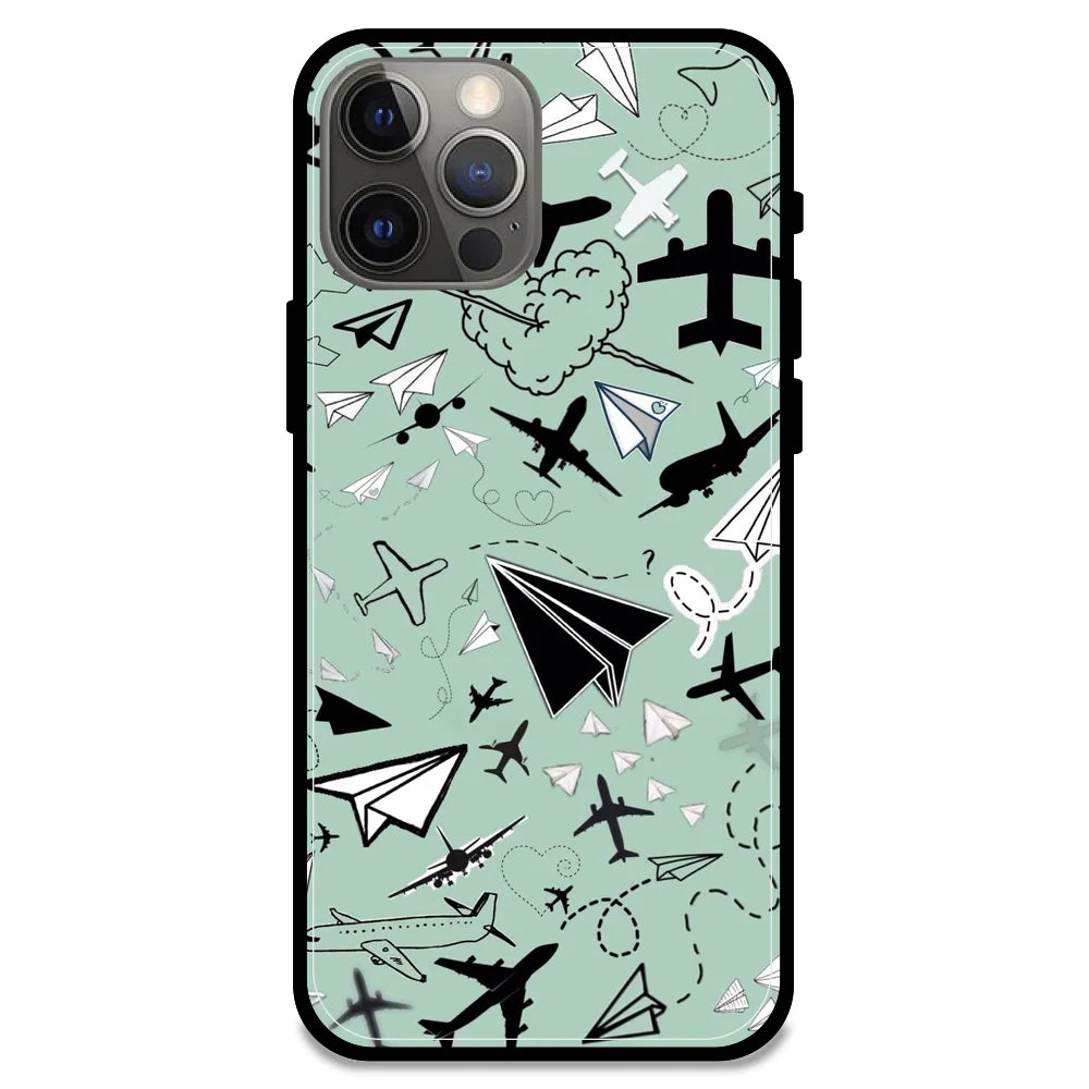 Planes - Glossy Metal Silicone Case For Apple iPhone Models- Apple iPhone 12 pro max