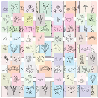Minimal Aesthetic Stickers Pack – 42+ Pastel Line Art Stickers