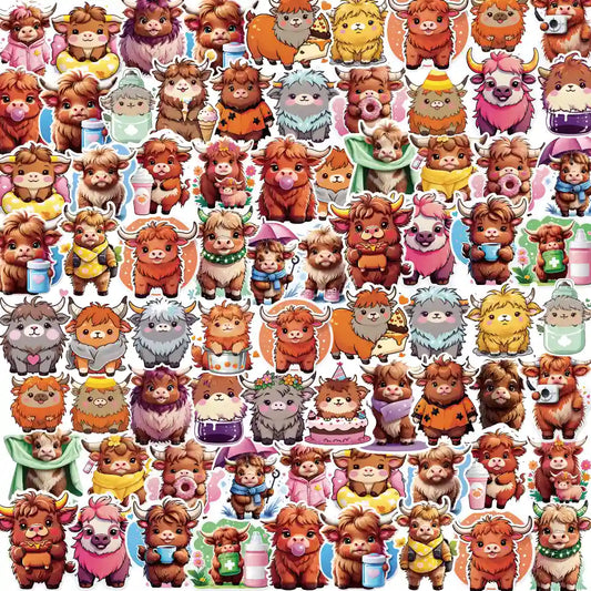 Highland Cow – 40 Waterproof Aesthetic Stickers for Phone Cases, Clear Covers, Journals, Scrapbooks & More