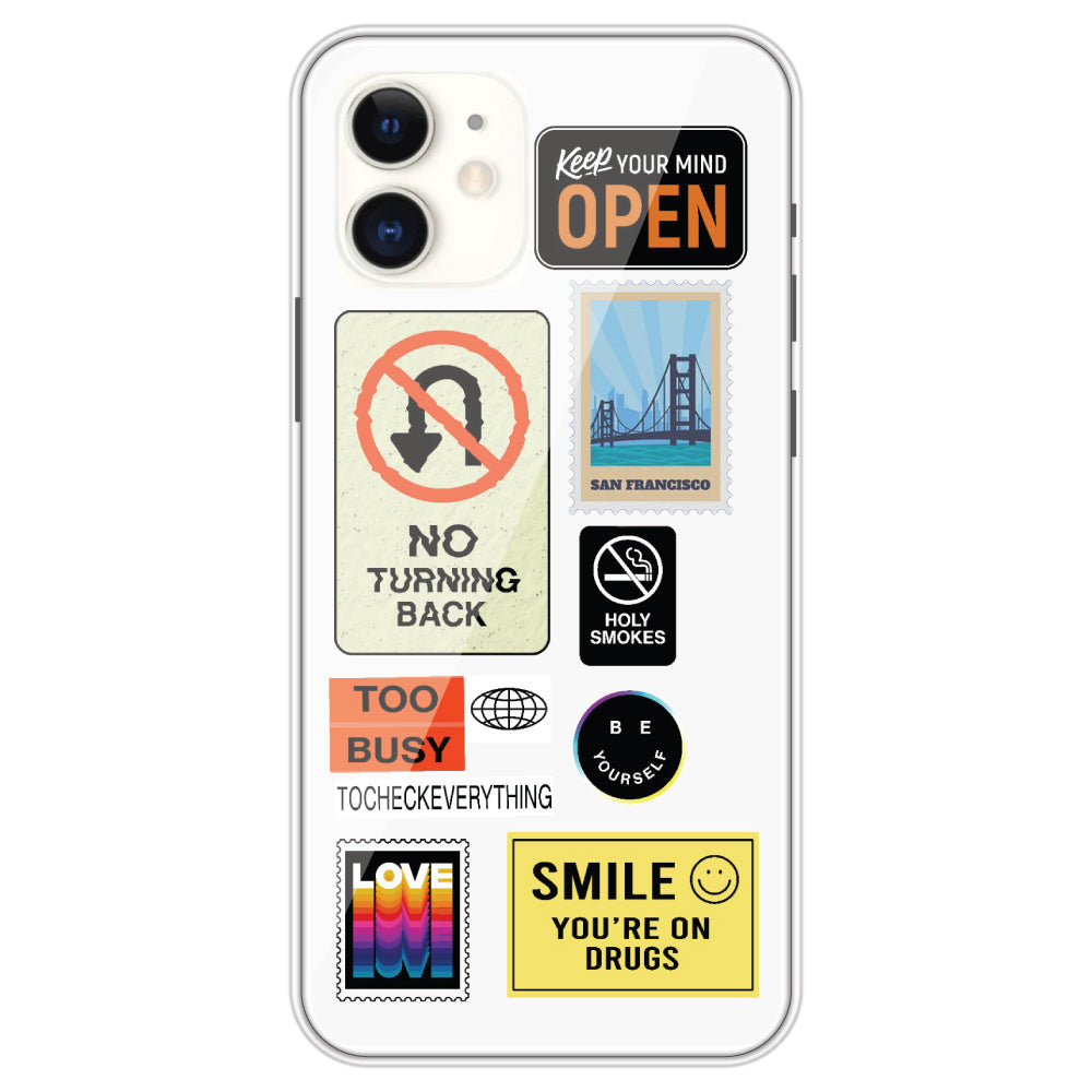 Retro Labels - Clear Printed Case For Apple iPhone Models iphone 11