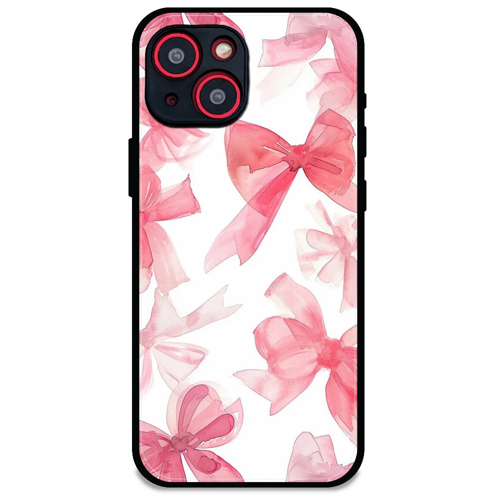 Cute Pink Bows - Glossy Metal Silicone Case For Apple iPhone Models