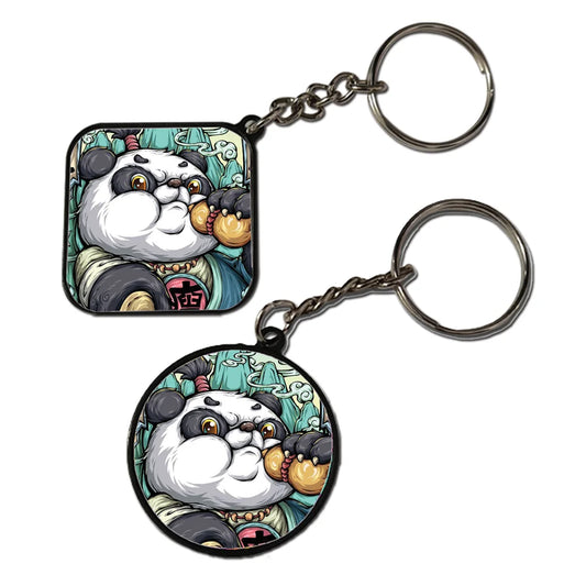 Panda King- Keychain With Black Border (Pack Of 2)