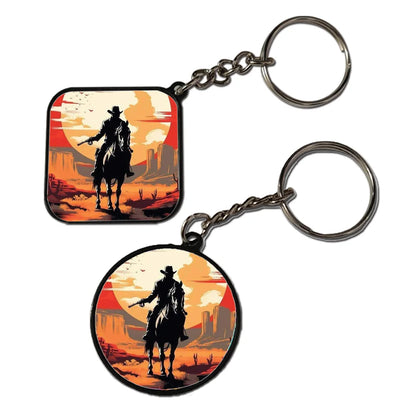 Cowboy and Horse - Keychain With Black Border (Pack Of 2)