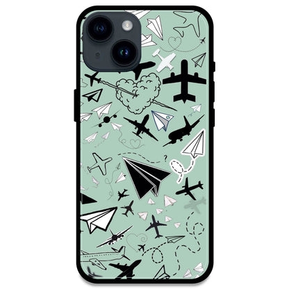 Planes - Glossy Metal Silicone Case For Apple iPhone Models- Apple iPhone 14