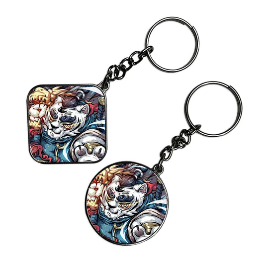 Panda Warrior - Keychain With Silver Border (Pack Of 2)