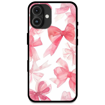 Cute Pink Bows - Glossy Metal Silicone Case For Apple iPhone Models