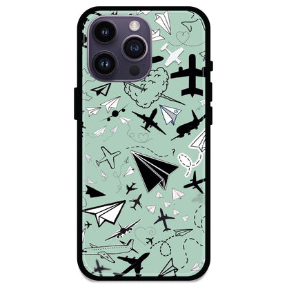 Planes - Glossy Metal Silicone Case For Apple iPhone Models- Apple iPhone 14 pro max