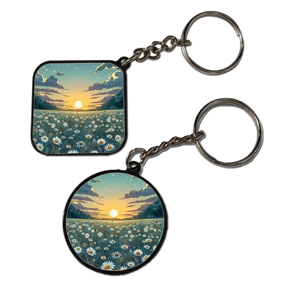 Daisy sunset - Keychain With Black Border (Pack Of 2)