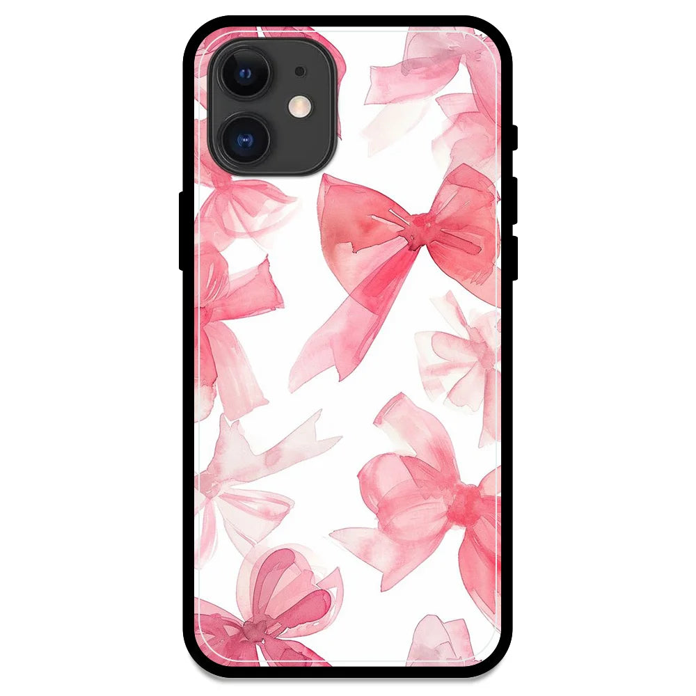 Cute Pink Bows - Glossy Metal Silicone Case For Apple iPhone Models