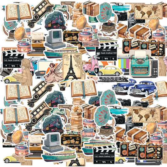 Vintage Travel Stickers Pack – 42+ Retro Aesthetic Stickers
