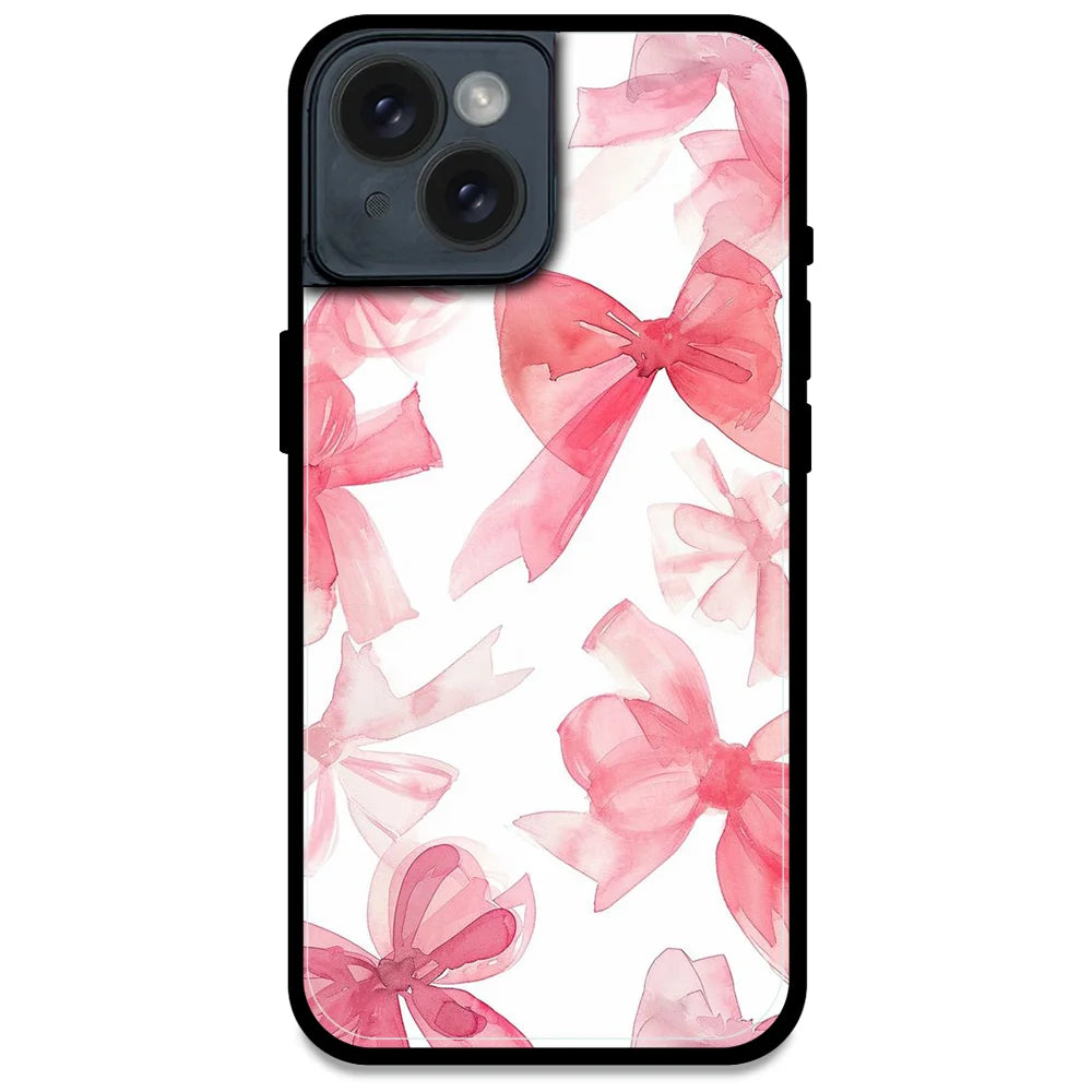 Cute Pink Bows - Glossy Metal Silicone Case For Apple iPhone Models