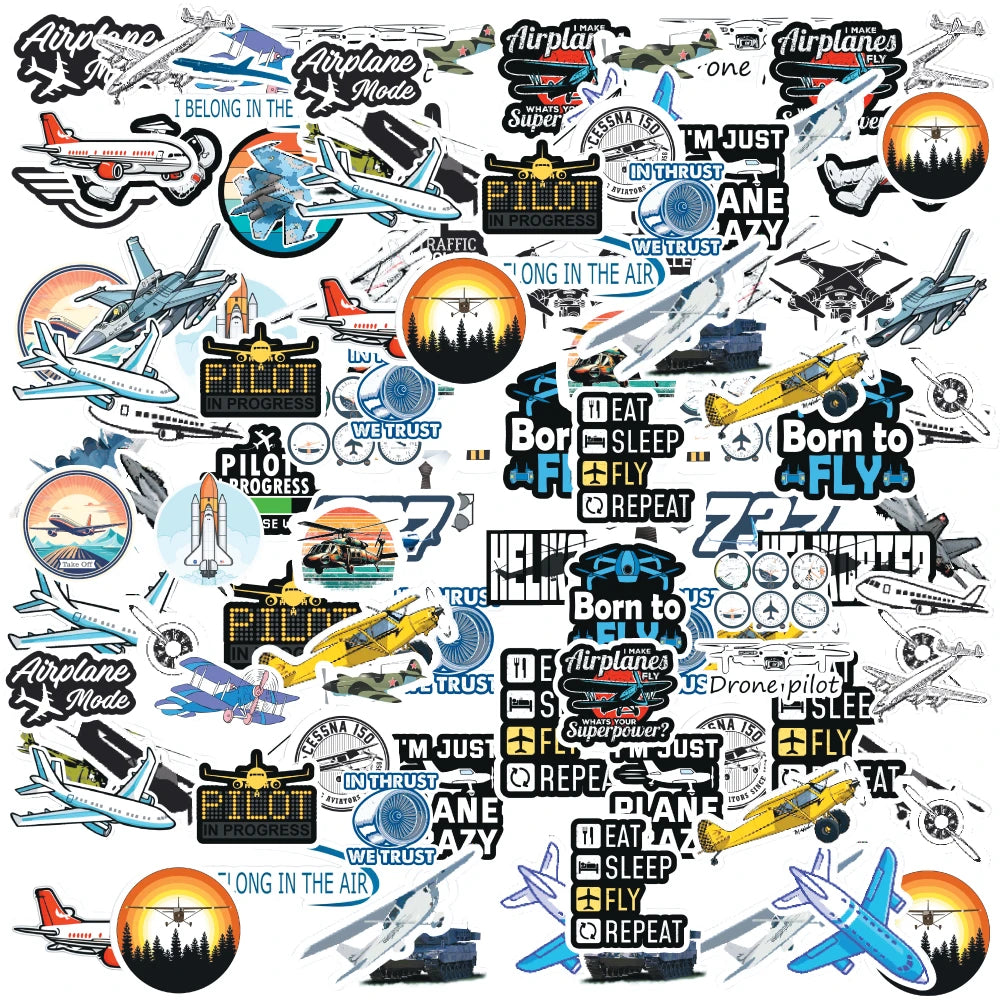 Aviation Stickers Pack – 42+ Airplane Pilot Stickers