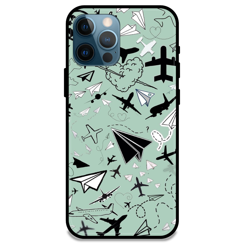 Planes - Glossy Metal Silicone Case For Apple iPhone Models- Apple iPhone 14 pro