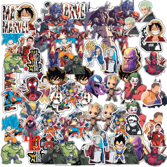 Anime Superhero Stickers Pack – 40 Waterproof Stickers