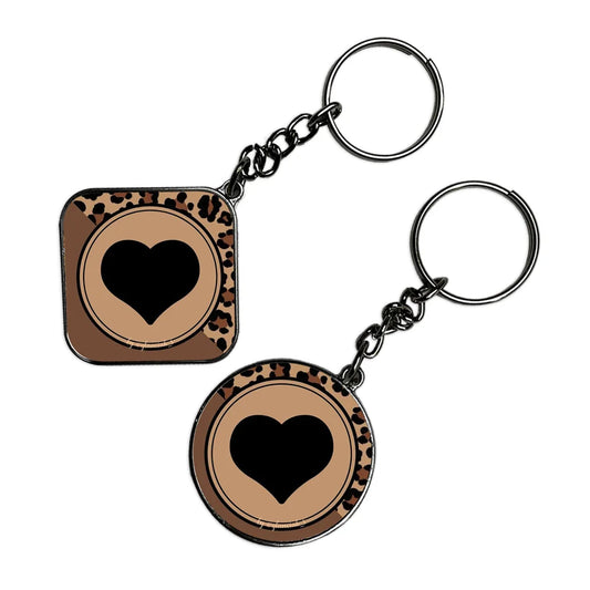 Black Heart - Keychain With Silver Border (Pack Of 2)
