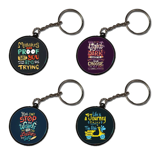 Postive Quotes - A Combo Of 4 Black Border Keychains